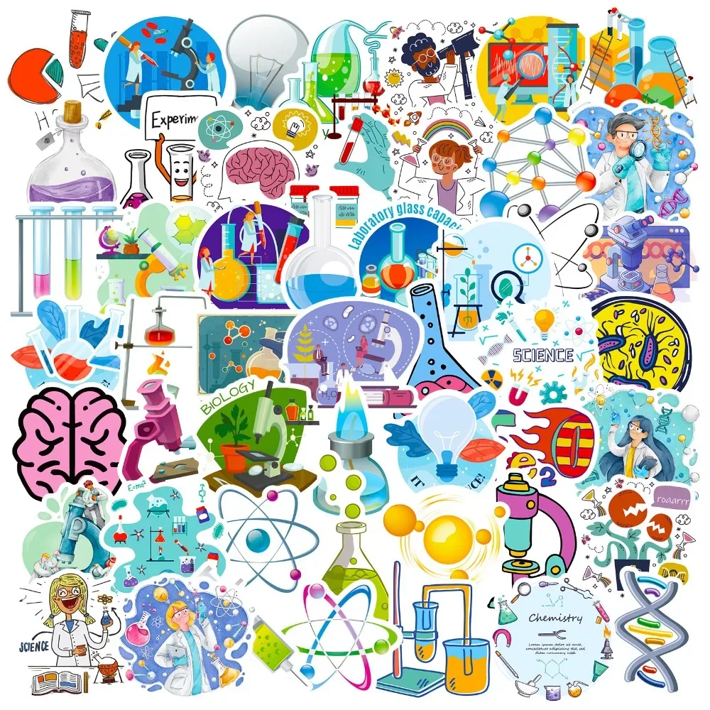 Laptop Accessories Kids - 50ชิ้นสติกเกอร์ห้องแล็ปวิทยาศาสตร์การ์ตูนการตกแต่ง DIY สวยงามสติกเกอร์กันน้ำรถแล็ปท็อปสเก็ตบอร์ดสำหรับเป็นของขวัญเด็ก