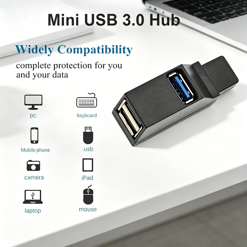 Laptop Accessories And Gadgets - USB 3.0 2.0 หมุนได้ 3 พอร์ตฮับสปลิตเตอร์,
