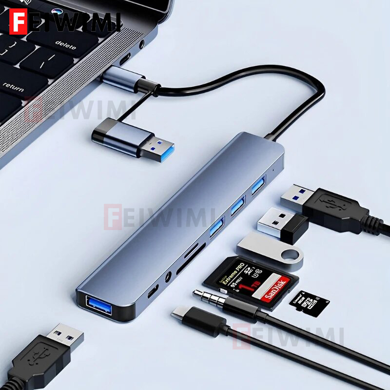 ตัวแยกพอร์ต USB C แบบ 8 in 2 ฮ - Laptop Accessories Hub บทวิจารณ์และราคา