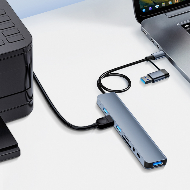 ตัวแยกพอร์ต USB C แบบ 8 in 2 ฮ - Laptop Accessories Hub บทวิจารณ์และราคา
