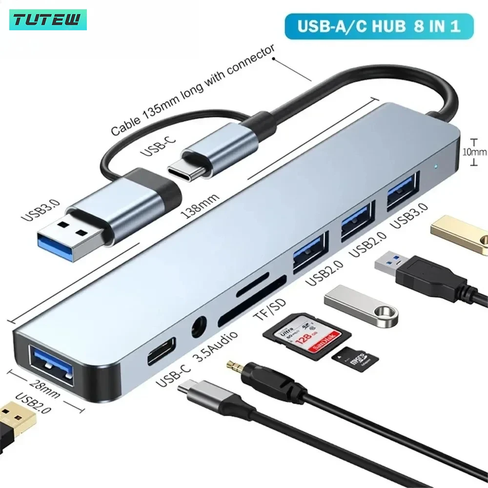 ฮับ USB-C 8 in 1 ตัวแยก USB ตั - Laptop Accessories Hub บทวิจารณ์และราคา