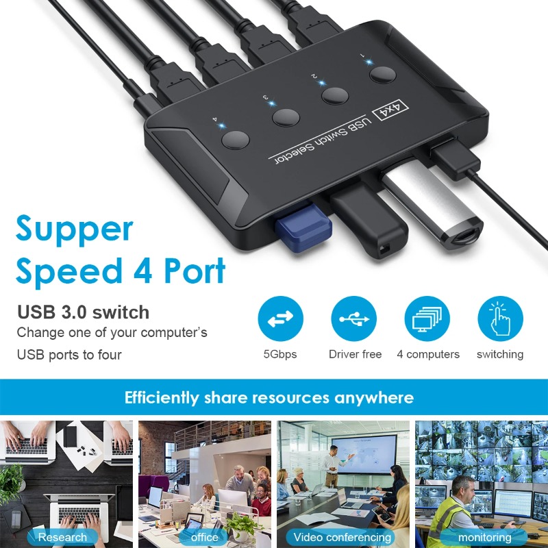 4 ใน 4 ออก KVM USB3.0 สวิตช์คว - Laptop Accessories Women บทวิจารณ์และราคา